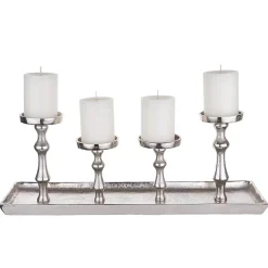 Butlers BANQUET Tablett mit 4 Kerzenhaltern- Tabletts|Servierplatten & Etageren
