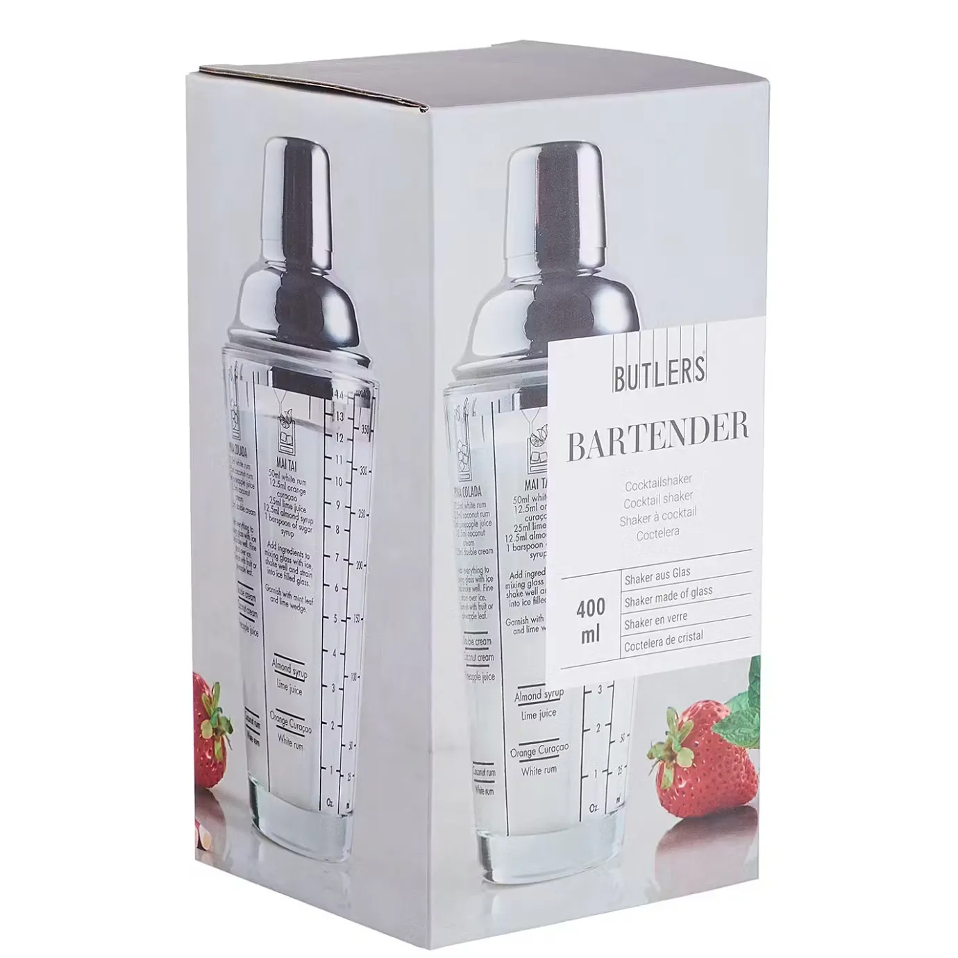 Butlers BARTENDER Cocktailshaker 4er-Set- Cocktailgläser