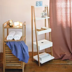 Butlers BIG BAMBOO Regal mit Wäschekorb- Badmöbel|Bad-Accessoires