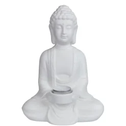 Butlers BUDDHA Deko-Statue mit Kerzenhalter- Teelichthalter|Kerzenhalter & Kerzenständer
