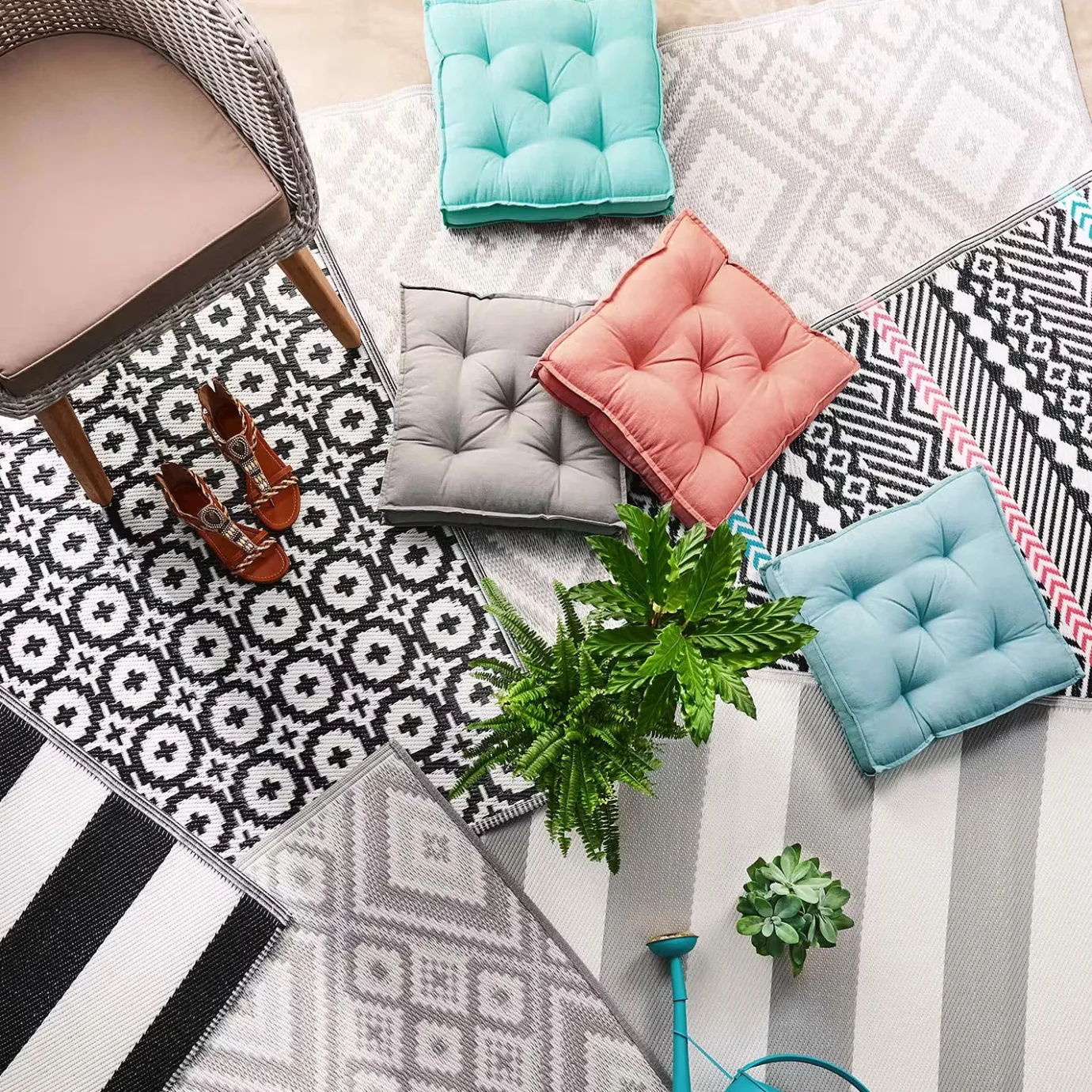 Butlers COLOUR CLASH In-/Outdoorteppich Ethno- Teppiche