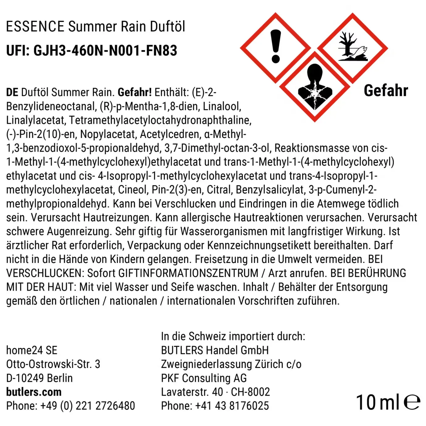 Butlers ESSENCE Duftöl Summer Rain- Raumdüfte|Raumdüfte & Diffuser