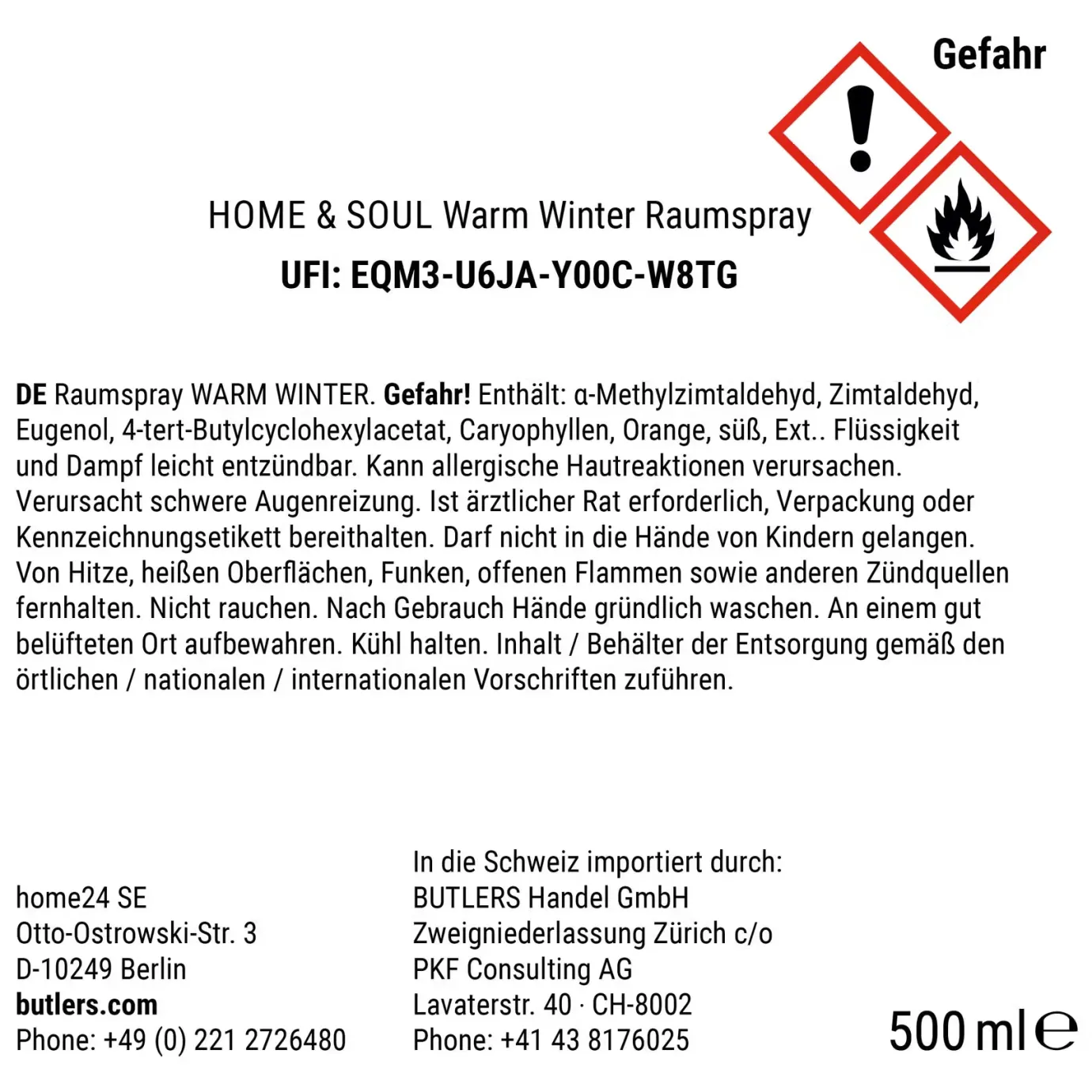 Butlers HOME & SOUL Raumspray X Warm Winter- Raumdüfte|Raumdüfte & Diffuser