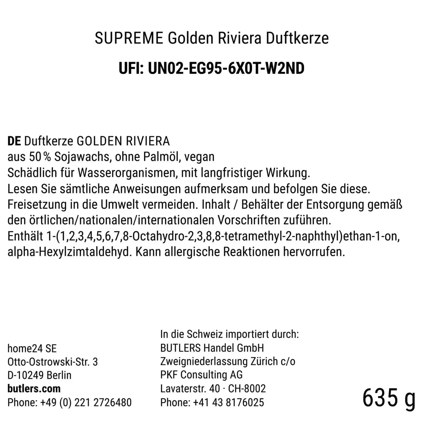 Butlers SUPREME Duftkerze Golden Riviera- Raumdüfte|Raumdüfte & Diffuser
