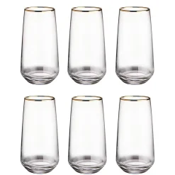 Butlers TOUCH OF GOLD Longdrinkglas 6er-Set- Cocktailgläser