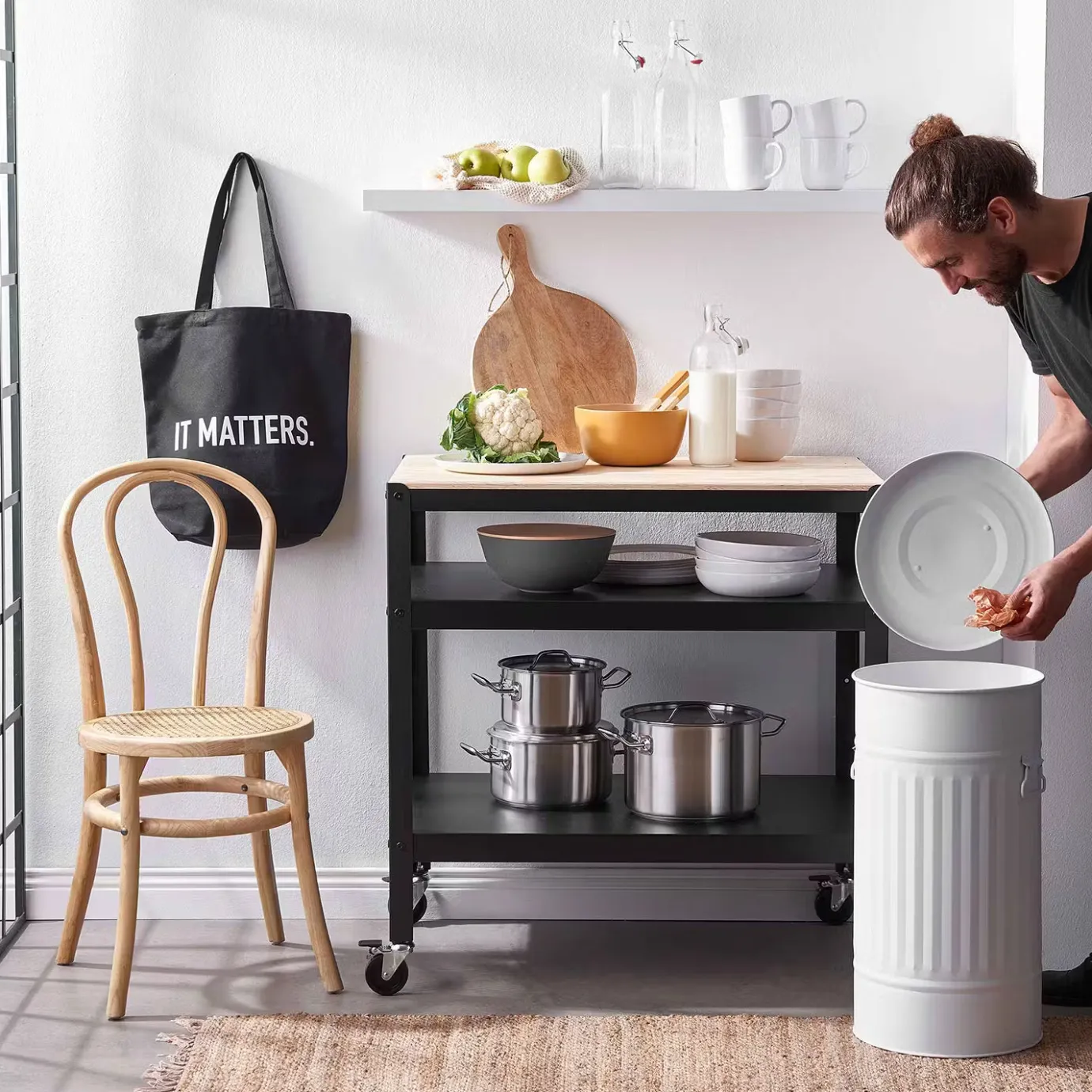 Butlers ZINC Mülltonne Oskar- Mülleimer